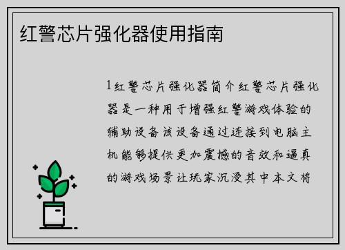 红警芯片强化器使用指南